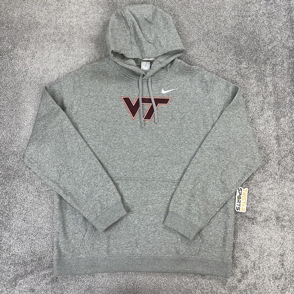 Virginia Tech Hokies Hoodie Sweatshirt Fleece Mens 2XL Gray NCAA Football Nike